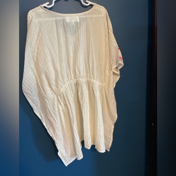 AMERICA & BEYOND ZEPHYR DETAIL DETAIL COVER-UP, BEIGE/GOLD STRIPE Girls size S - Picture 7 of 7